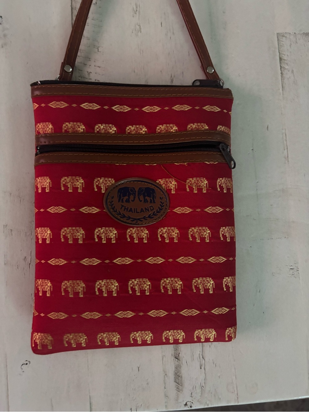 Red Elephant Crossbody Bag from Thailand